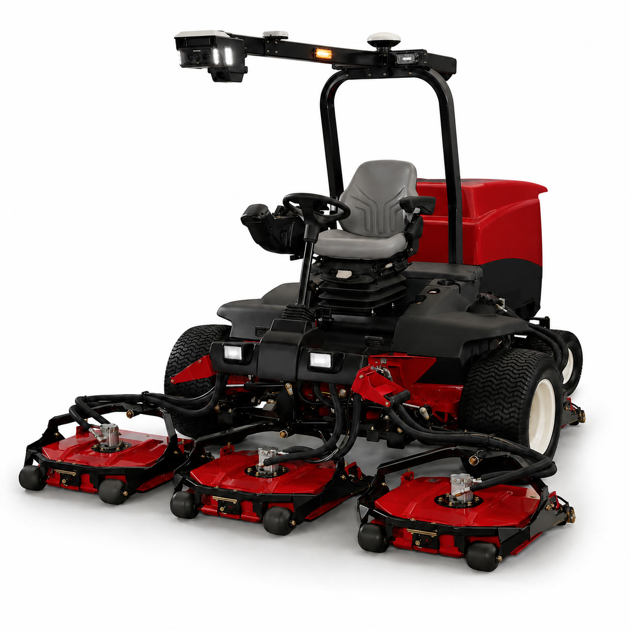 Sistema RMS TurfTroniq instalado sobre una segadora triplex de golf